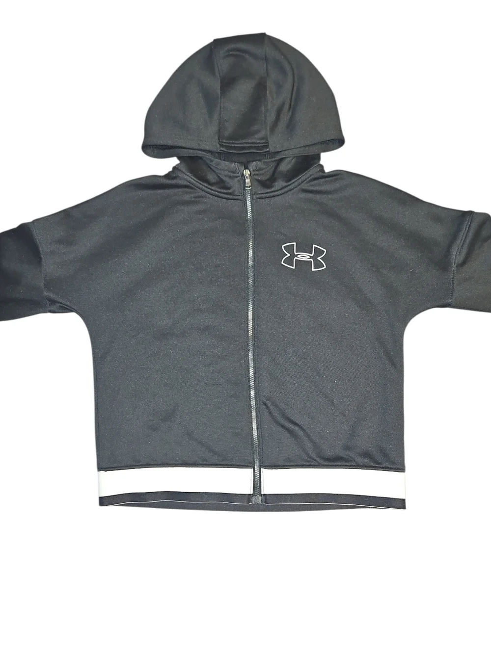 Under Armour Black Kids Zip-Up Hoodie with White Logo Medium
